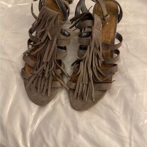 Sam Edelman Taupe Fringe Sandals